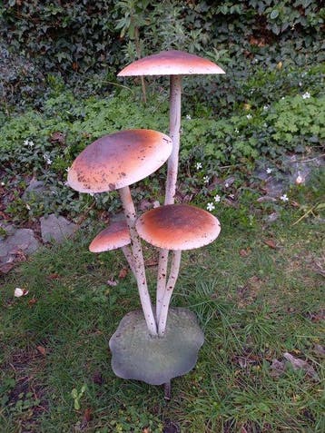 sculptuur, Decorative Garden Picker, Mushrooms - 50 cm -