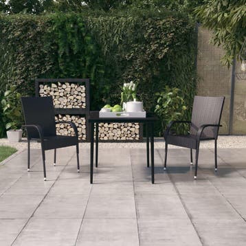 vidaXL 3-delige Tuinset zwart, Verzenden, Nieuw, 2 zitplaatsen, Tuinset