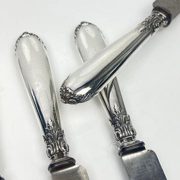 Bestekset (6) - Antieke Franse tafelmessen - .950 zilver -, Antiek en Kunst