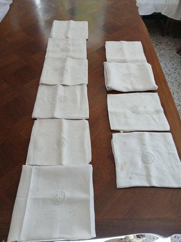 Servet (10) - 68 cm - 61 cm - Oude linnen servetten
