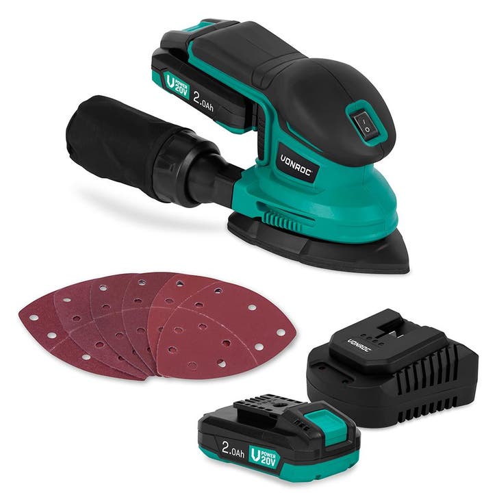 Accu multischuurmachine 20V – 2.0Ah | Incl. 2 accu’s en, Doe-het-zelf en Verbouw, Gereedschap | Schuurmachines, Nieuw, Verzenden