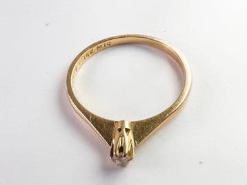 Ring - 18 karaat Geel goud - 0.05ct. tw. Diamant, Sieraden, Tassen en Uiterlijk, Ringen, Nieuw