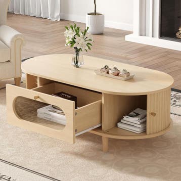 DACHETOU Salontafel 50x100cm, houtkleur, salontafel met één, Verzenden, Zo goed als nieuw