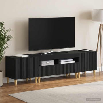 vidaXL 3-delige LED TV-kast ARNHEM 3 st Zwart Bewerkt hout, Minder dan 50 cm, Verzenden, Nieuw, Minder dan 100 cm