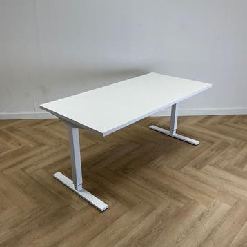 verstelbaar bureau 160x80 cm,  wit, Gebruikt, In hoogte verstelbaar, Ophalen of Verzenden, Wit