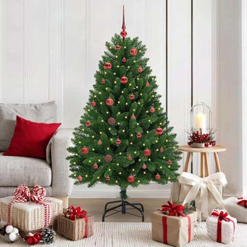 vidaXL Kunstkerstboom 150 cm 150 LEDs Warmwit PVC en staal, Verzenden, Nieuw