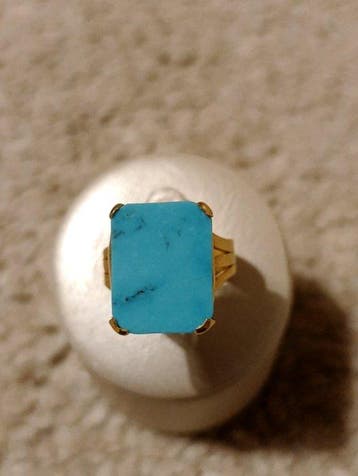 Zonder minimumprijs - Ring Zilver, natuurlijke turkoois, Sieraden, Tassen en Uiterlijk, Nieuw