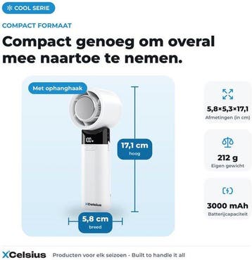 2dekans | XCelsius® Handventilator - Draagbare Mini, Ophalen of Verzenden, Zo goed als nieuw
