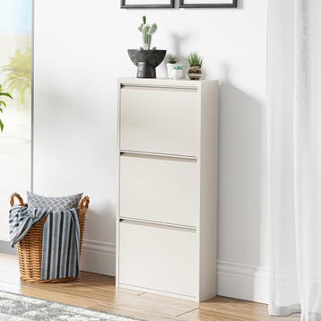 Schoenenkast Sokndal 3 kleppen gebroken wit 104x50x15 cm [en, Verzenden, Nieuw