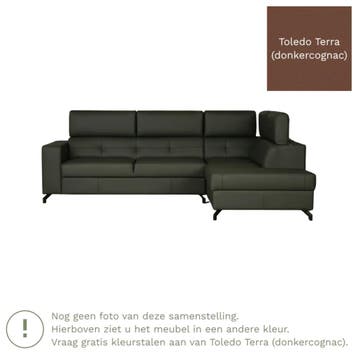 Leren hoekbank Nova - 2.5-zits arm links + Longchair arm, 250 tot 300 cm, Bohemian, Industrieel, Modern, Scandinavisch, Hoekbank