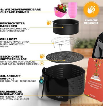 Airfryer - Heteluchtfriteuse - 6,5 Liter - 1800W - Zwart - S, Witgoed en Apparatuur, Verzenden, Zo goed als nieuw