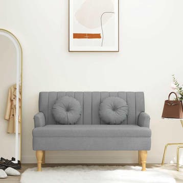 vidaXL Bankje met kussens 113x64,5x75,5 cm stof lichtgrijs, Verzenden, Nieuw, Stof