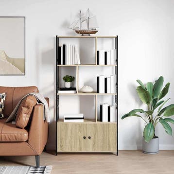 vidaXL Boekenkast 80 x 30 x 155,5 cm Bewerkt hout Sonoma, Huis en Inrichting, Minder dan 50 cm, Verzenden, Nieuw, 150 tot 200 cm