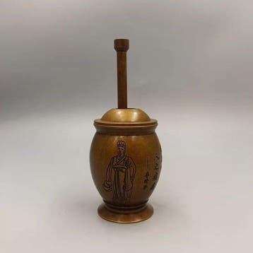 Chinese medicine grinder - Vijzel en stamper - Messing, Antiek en Kunst