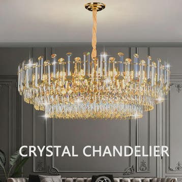 Luxe Gouden Kristallen Plafondlamp LED - 3 Kleuren Dimbaar -, Verzenden, Nieuw