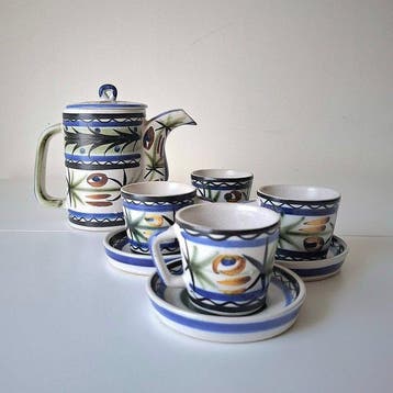 Keraluc - Koffieservies voor 4 (10) - Faience, Faience (tin