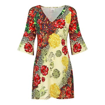 NSC Studio Los Angeles • bloemen jurk • M, Maat 38/40 (M), Verzenden, NSC Studio, Geel