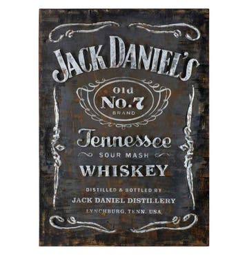Jack Daniels Label Metalen Wand Decoratie, Ophalen, Gebruikt