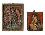 Icoon - Hout - Een paar orthodoxe iconen
