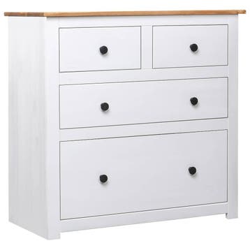 vidaXL Dressoir Panama Range 80x40x83 cm grenenhout wit, Verzenden, Nieuw, Grenenhout, Minder dan 50 cm