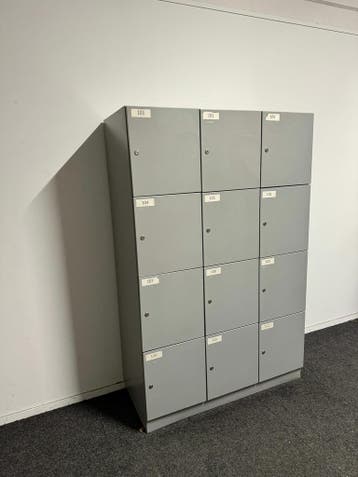 Lockerkast - zilvergrijs - 12 lockers (Kantoorkasten), Werkplek, Ophalen of Verzenden, Gebruikt, Kast