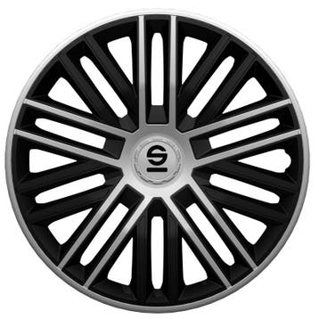 4-Delige Sparco Wieldoppen  Bergamo 14-inch zwart/zilver, Auto diversen, Wieldoppen, Verzenden, Nieuw