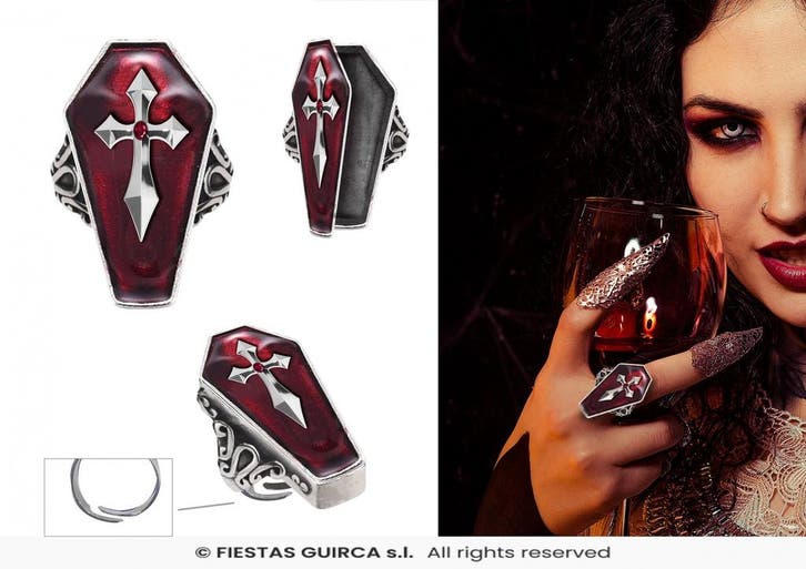 Vampieren Ring Met Kruis, Hobby en Vrije tijd, Feestartikelen, Feestartikel, Nieuw, Verzenden