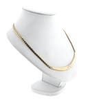 Gouden fantasieschakel collier met een tricolor vaste hanger, Ophalen of Verzenden, Gebruikt, Overige kleuren, Goud
