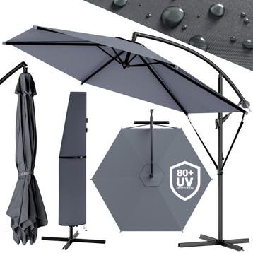 Zweefparasol Antraciet Alu Ø330cm UV-bescherming 80+, Verzenden, Nieuw
