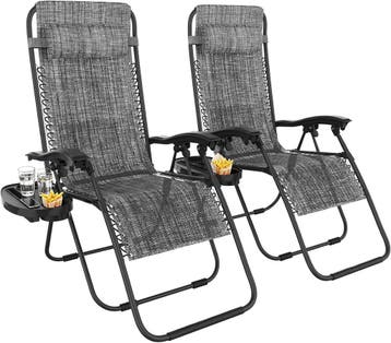 Opklapbare ligstoel, set van 2, 112x90x64cm, weerbestendige, Verzenden, Zo goed als nieuw