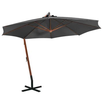 vidaXL Zweefparasol met paal 3,5x2,9 m massief vurenhout, Verzenden, Nieuw, 3 tot 4 meter, Zweefparasol