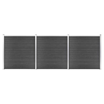 vidaXL Schuttingpanelenset 526x186 cm HKC zwart, Verzenden, Nieuw, Kunststof, 1 tot 2 meter