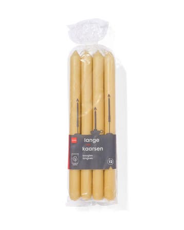 HEMA Huishoudkaars 2.2x29cm lichtgeel - 12 stuks, Huis en Inrichting, Woonaccessoires | Kandelaars en Kaarsen, Verzenden, Nieuw