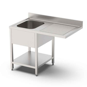 HCB Spoeltafel - enkele spoelbak rechts - 140 cm - RVS, Verzenden, Nieuw in verpakking