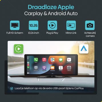 Carplay Scherm - Android & Apple - Achteruitrijcamera - Navi, Verzenden, Zo goed als nieuw