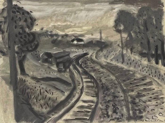 Corneille (1922-2010) - Gouache ancienne : Paysage le long, Antiek en Kunst, Kunst | Designobjecten