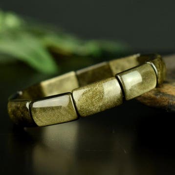Obsidiaan Hoogwaardige armband - iriserende gouden obsidiaan