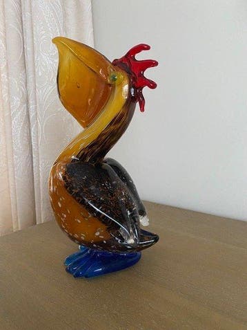 Beeldje - Sculptuur Pelikaan in Murano stijl - handmade glas
