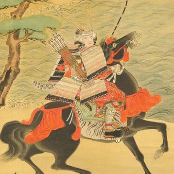 Samurai Warrior on Black Horse - Hachimantaro Minamoto no