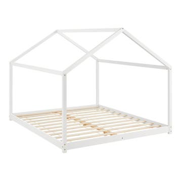 [en.casa] Kinderbed Cerro huisbed met matras 160x200 cm wit, Verzenden, Nieuw