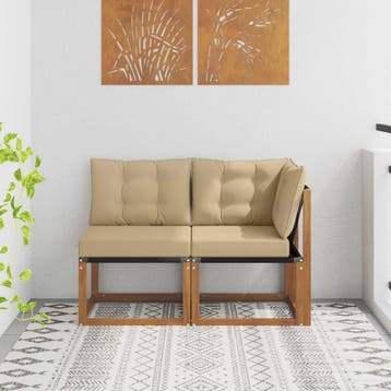 vidaXL 2 st Outdoor Midden- en Hoeksalon Naturel, Verzenden, Nieuw, 2 zitplaatsen