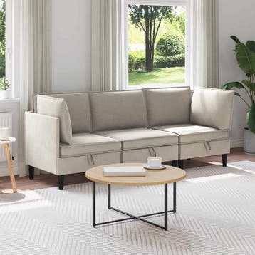 vidaXL Woonkamer Meubelset 3 st Havermout Stof, Verzenden, Nieuw, Stof, 200 tot 250 cm
