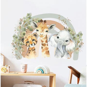 Grote muur- of deur stickerset Jungle Animals Rainbow, Verzenden, Nieuw, Wanddecoratie