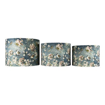 lampenkap set 3st. cilinder vogels grijs (25 30 35cm), Verzenden, Nieuw