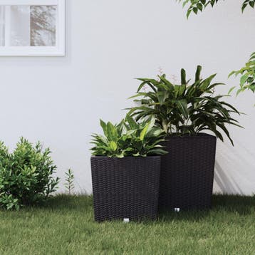 vidaXL Plantenbak met uitneembare bak rattan-look 21/32 L PP, Verzenden, Nieuw, Minder dan 60 cm