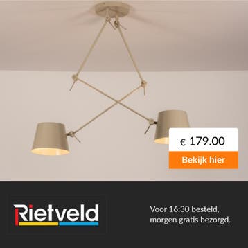 Rietveld-Hanglampen-Beige, Zand-Metaal, Verzenden, Nieuw