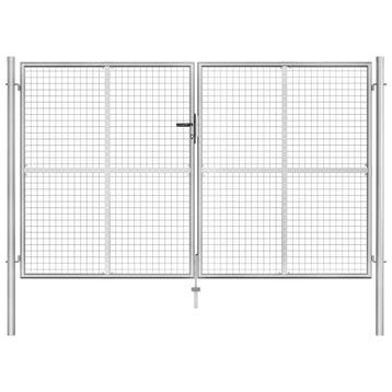 vidaXL Tuinpoort gegalvaniseerd staal 306x150 cm zilver, Verzenden, Nieuw