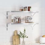 vidaXL Wandschappen 2 st 75x30 cm roestvrijstaal, Verzenden, Nieuw