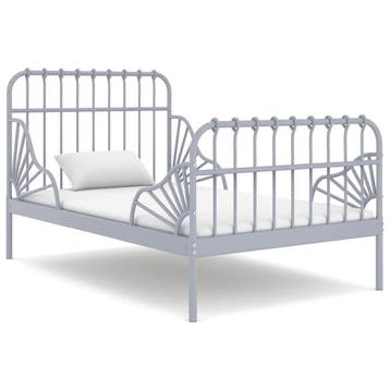 vidaXL Bedframe verlengbaar metaal grijs 80x130/200 cm, Eenpersoons, Verzenden, Nieuw, Metaal