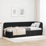 vidaXL Hoekbedframe Zwart 80 x 200 cm Fluweel, Huis en Inrichting, Verzenden, Nieuw, Zwart, Stof
